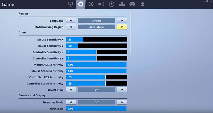 Use Matchmaking Region to select a new Fortnite server